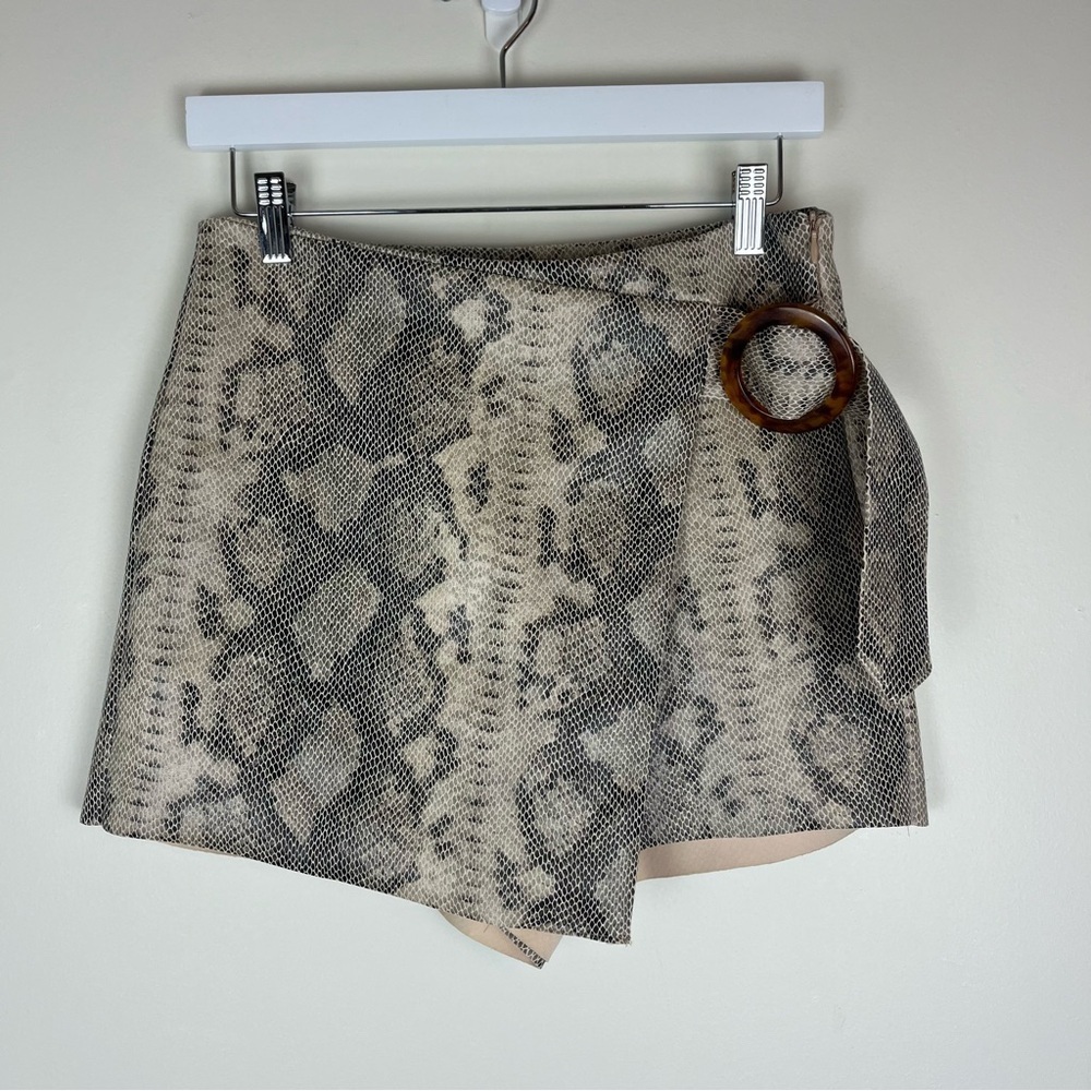 ZARA Snake Python Print Wrap Skort Faux Suede size Small - Picture 4 of 8